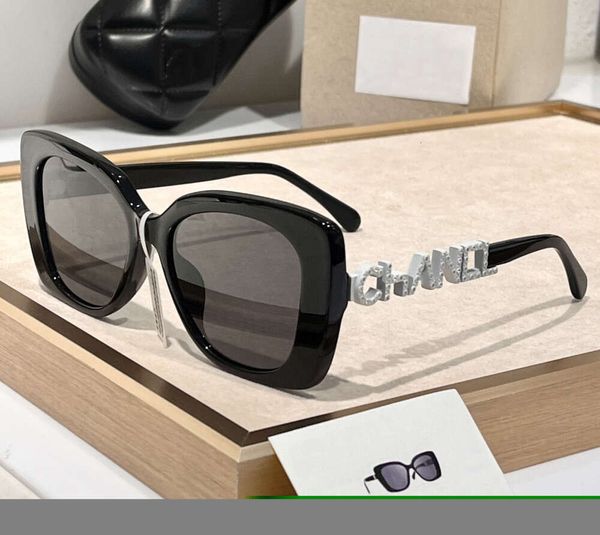 Gafas de sol para mujer para diseñador Carta de moda Espejo Pierna con incrustaciones Diamante Playa Sombreado Protección UV Gafas polarizadas Regalo con caja Buena nueva