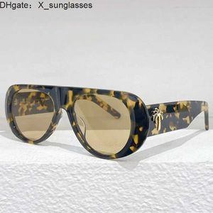 Dames zonnebril PERI011 Designer heren dames mode zonnebril Maat 55 18 145 ovaal frame met gouden palmboom en originele doos RDVZ