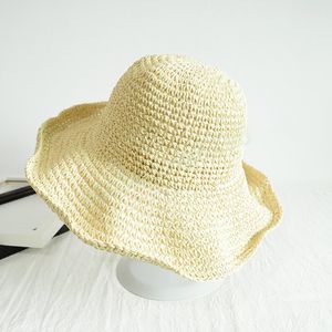 Femmes crème solaire grand bord chapeaux de paille été pliable Panama chapeau fille en plein air plage visière soleil casquette femme Portable voyage casquettes