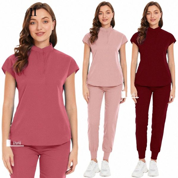 Mujeres Uniformes quirúrgicos Bolsillos Scrubs Conjuntos Mujeres Joggers Trajes Venta al por mayor Fi Belleza Sal Ropa de trabajo Hospital Enfermera Uniforme 41ZR #