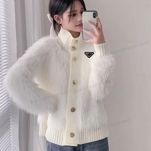 Sweater Women Brand de lujo Cardigans de punto suéter Pink Hounds Tooth Knit Caídas de jersey de manga larga de manga larga