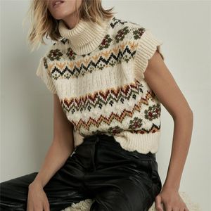 Vrouwen Sweater Lente Gebreide Vest Mouwloze Turtleneck S Poullover Vrouwelijke Jumper 210430