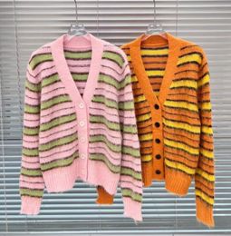 Cardigan tricoté surdimensionné à manches longues et col en v pour femme, veste de luxe avec lettres, vêtements de styliste