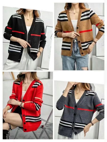 Cardigan décontracté à manches longues pour femmes, automne hiver, col en v, pull en tricot Patchwork, veste épaisse, cardigan tricoté en laine, robe ample