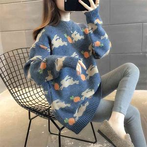 Vrouwen Sweaters Pullover Herfst Winter Tops Koreaanse Slanke Cartoon Gebreide Sweater Jumper Zachte Warm Pull Femme 210427