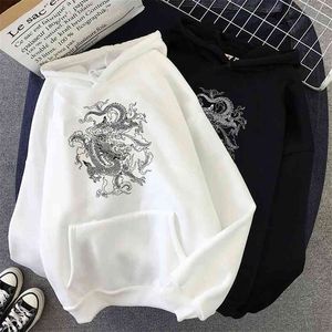 Femmes Sweatshirt Sweat à capuche Mignon Hip Hop Kawaii Ullzang Harajuku Dragon Coréen Funny Top Vintage Drop Tee Print Punk Vêtements 210805