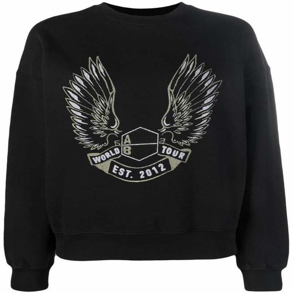 Women Sweinshirt Shield Wings Lettre Frosed Impresión Frosta Anines Crew Cuelloz de cuello Moda Capacino de la moda274p