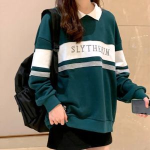 Femmes sweat avec col polo hauts hommes uniformes scolaires fille t-shirts sweat à capuche et manches longues sudadera femme camisetas de