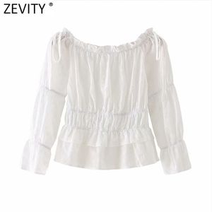 Vrouwen Sweet Agaric Lace Off Shoulder Ruffles Smock Blouse Vrouwelijk Hol Borduurwerk Shirt Chique Blusas Tops LS7623 210416