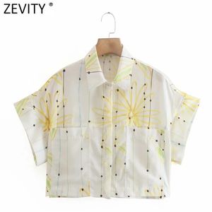 Vrouwen Sweet Flower Print Casual Losse Korte Smok Blouse Femme Batwing Mouw Kimono Shirt Roupa Chic Summer Tops LS9096 210416