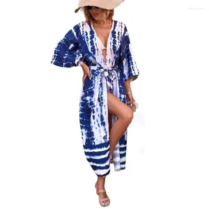 Cardigan de plage pour femmes, Cover-Up pour les maillots de bain, avec ceinture, Long Kimono de bain