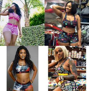 Dames Badpak Dames 2-delige set Crop Top Vest + zwemshort Trunks Boxers 2-delige set Trainingspak Patchwork Camo Badmode L8857203691