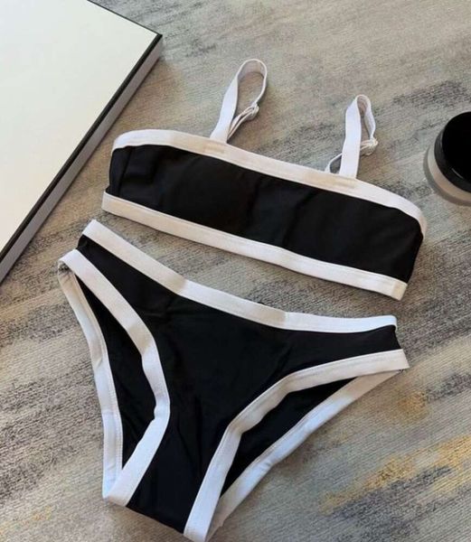 Women Swwwear Fashion Letter Imprime Bikini Set Set Tongs Bra Beach Party Sexy Push Up Bandage Fissure de bain Swim Wear Cc5wg