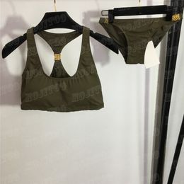 Traje de baño de mujer Split Bikini Diseñador Hebilla de metal Trajes de baño Mujer Sexy Backless Sling Chaleco Tanga Ropa interior