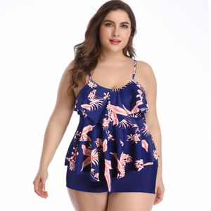 Maillot de bain deux pièces pour femmes, ensemble Tankini taille haute, à volants, grande taille avec Boyshort