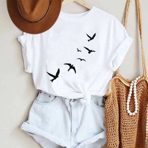 Oiseau mode femmes été T dessin animé chemise flambant neuf belle mignon tendance 90 s Style dame impression T-shirt graphique haut voyage t-shirts T-Shirt