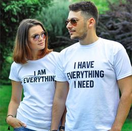 Vrouwen T-shirt Matching I Have Alles behoefte AM Letter Print Summer Couples Minnaars T-shirt Casual Top