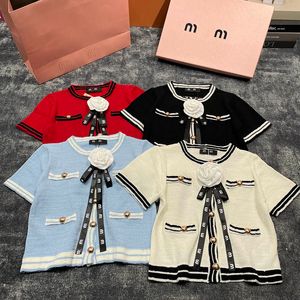 Femmes T-shirt MM à manches courtes pull femme tricot mode Ins Style à la mode mince dame T-shirt chemises en tricot t-shirts