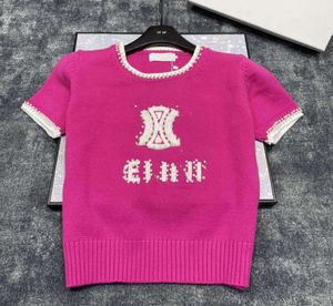 Dames T-shirts Designer Kleding Letter Afdrukken Zwart-wit roze breien Truien Luxe merk top met korte mouwen