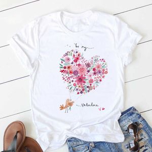 Vrouwen t-shirts liefde hart gedrukt zomer korte mouw casual shirt harajuku streetwear tops vrouwelijke t-shirt vrouwelijke kleding tee x0527