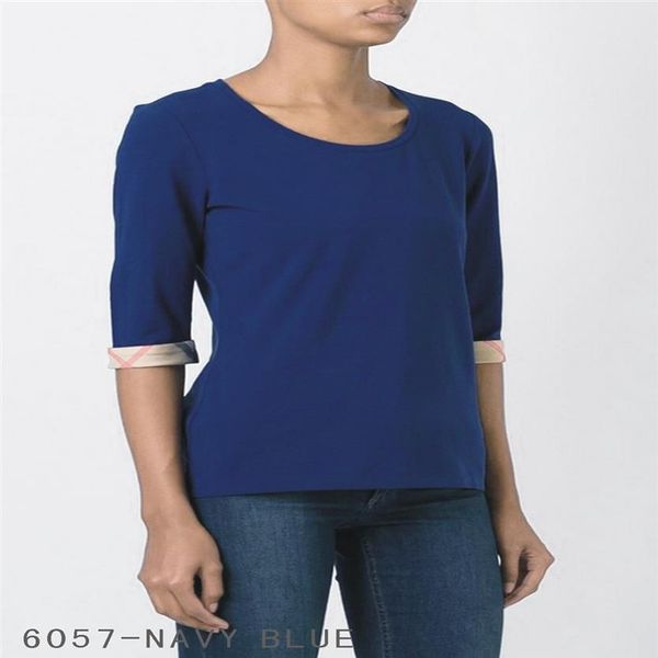 T-shirts pour femmes nouveaux design à manches à manches coton t-shirt t-shirt marque de mode plaid t-shirts noirs blanc rose de haute qualité s-xx2316