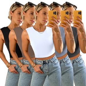 Vrouwen t shirts sexy mode sport vrije tijd t-shirt comfortabele solide kleur slanke mouwloze yoga top dames tank crop tops