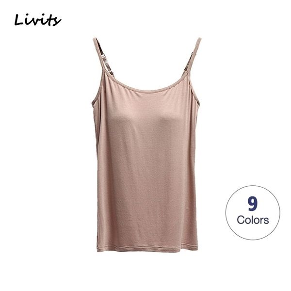 Mujeres Tank-Top Sujetador incorporado Acolchado Push-Up Estirable Modal Tops Camisoles Tube Chaleco Sin mangas Sexy Casual Coreano SA0764 220318