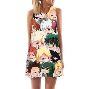 Femmes Débardeurs Anime Mon Héros Milieu Universitaire 3D Imprimer Personnage De Dessin Animé Robe Lâche Sexy Court Femme Gilet Sans Manches Robe W220616