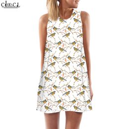 Dames tanktops bos vogel 3D geprinte losse jurk mode korte vrouwelijke mouwloze vestjurk zomerkleding 220616