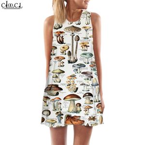 Dames tanktops retro champignons 3D patroon plant geprint losse jurk mini short party vrouwelijke mode mouwloze jurk w220616
