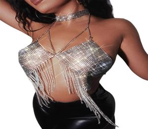 Tanques de femmes paillettes sexy camis rave rave top top débarqué brillant lissier tassel camisole tenue clubwear7315463