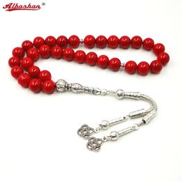 Mujeres Tasbih Musulmana Rosario Red Red Oración Beads 33 66 99 Cuentas Red Stone Madame Ladies Jewelry 240408