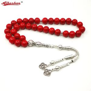 Femmes Tasbih Musulman Rosary Rosary Red Prayer Beads 33 66 99 Perles Red Stone Madamed Ladies Bijoux 240408