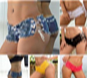 Dames Kwastje Ripped Side Lace Up Uitgesneden Ultra Lage Taille Jeans Denim Shorts Hot Pants Booty Twerk