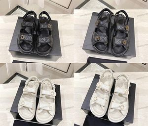 Dad Sandalen Designer Sandalen Dames Sandalen Echt kalf Leer Leer Comfort Buiten Sand Sand Slipper Rubberen schoenen Sole Dad Sandaal Fashion Casual Sandaal