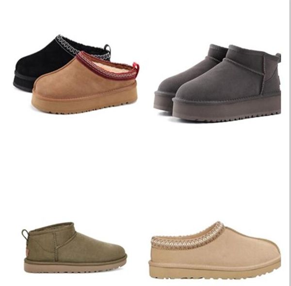 Femmes Tazz Tasman pantoufles chaussures Hug plate-forme bottes de neige garder au chaud botte en peau de mouton en peluche bottes décontractées avec sacs à poussière de carte beau noël