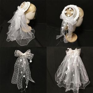 Casquette de fête de thé pour femmes, décorations en fil Transparent, chapeau, accessoires de tête de mariée, chapeaux à bord avare, 327m