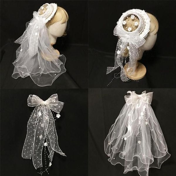 Gorro de fiesta de té para mujer, adornos de hilo transparente, sombrero, accesorios para la cabeza de novia, sombreros de ala tacaña 210c