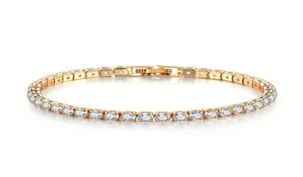 Femme Bracelet Bracelet Single Row CZ Diamonds 4 mm Round Full Drill Tennis Chain Hip Hop Jewelry9408690