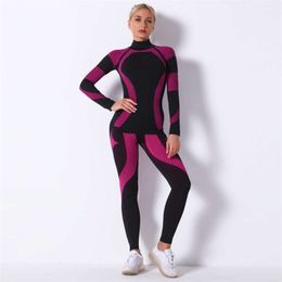 Vrouwen thermische ondergoed pak lente herfst winter snel droge thermo sportieve ondergoed sets vrouwelijke fitness gymniën lange johns 18a 2111110