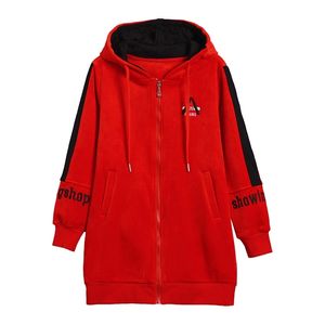 Femmes épais polaire à capuche sweats hiver mode velours surdimensionné dames pulls chaud poche à capuche Zip Up veste 210805