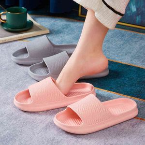 Dames Dik Platform Cloud Slippers Zomer Strand Eva Soft Sole Slide Sandalen Vrije tijd Heren Dames Binnen Badkamer Antislip Schoenen Y220412