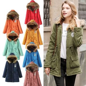 Femmes épais chaud militaire à capuche Parka Mujer coton rembourré manteau décontracté long paragraphe plus taille veste mince femme veste d'hiver 201027