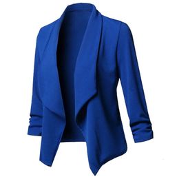 Femmes minces Blazers Cardigan manteau à manches longues femmes Blazers et vestes froncé asymétrique décontracté costume d'affaires vêtements d'extérieur 240102