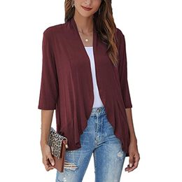 Cardigan fin en Jersey pour femme, veste à point ouvert, Cover-up pour le bureau, printemps-automne