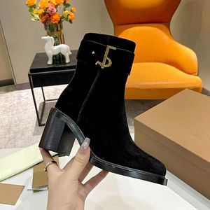 Vrouwen Thomas Designer Luxe Martin Boots Sexy Fashion Solid Color Lederen Letters Casual Boots Gold Puled Side Hoogtepunten Dieste hielplatformschoenen Maten 35-40