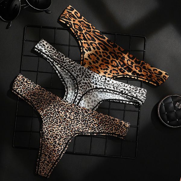 Mujeres Tangas leopardo bikini bragas seda de hielo bragas sin costura Yoga Deporte Legging Ropa interior G Cuerdas T espalda mujer lencería voluntad y arena nuevo