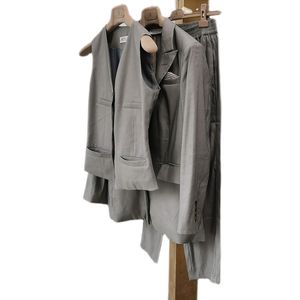Vrouwen driedelig pak Brunello lente en zomer Cucinelli polyester lange mouwen damespak vestbroekbroeken jassen