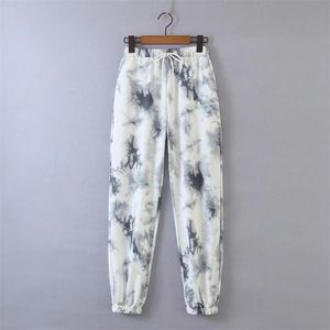 Femmes Tie Dye Impression Tricot Pantalon De Sport Femme Lettre Broderie Pantalon Lâche P1789 210925