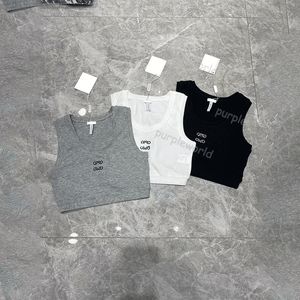 Womens Vest T Shirt Designer Crop Gilet Broderie Design Élégant Confortable Casual Sports Débardeur Sans Manches